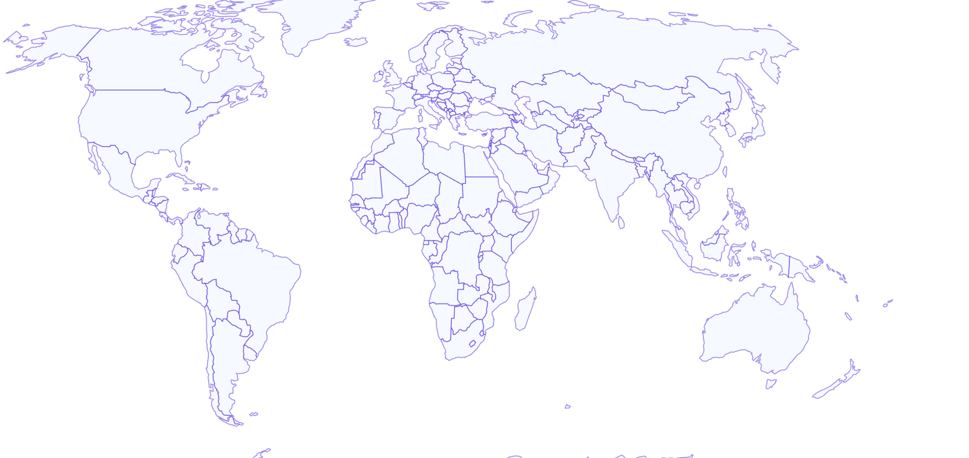 A world map with connected server locations across the Americas, Europe, Africa, Asia and Australia